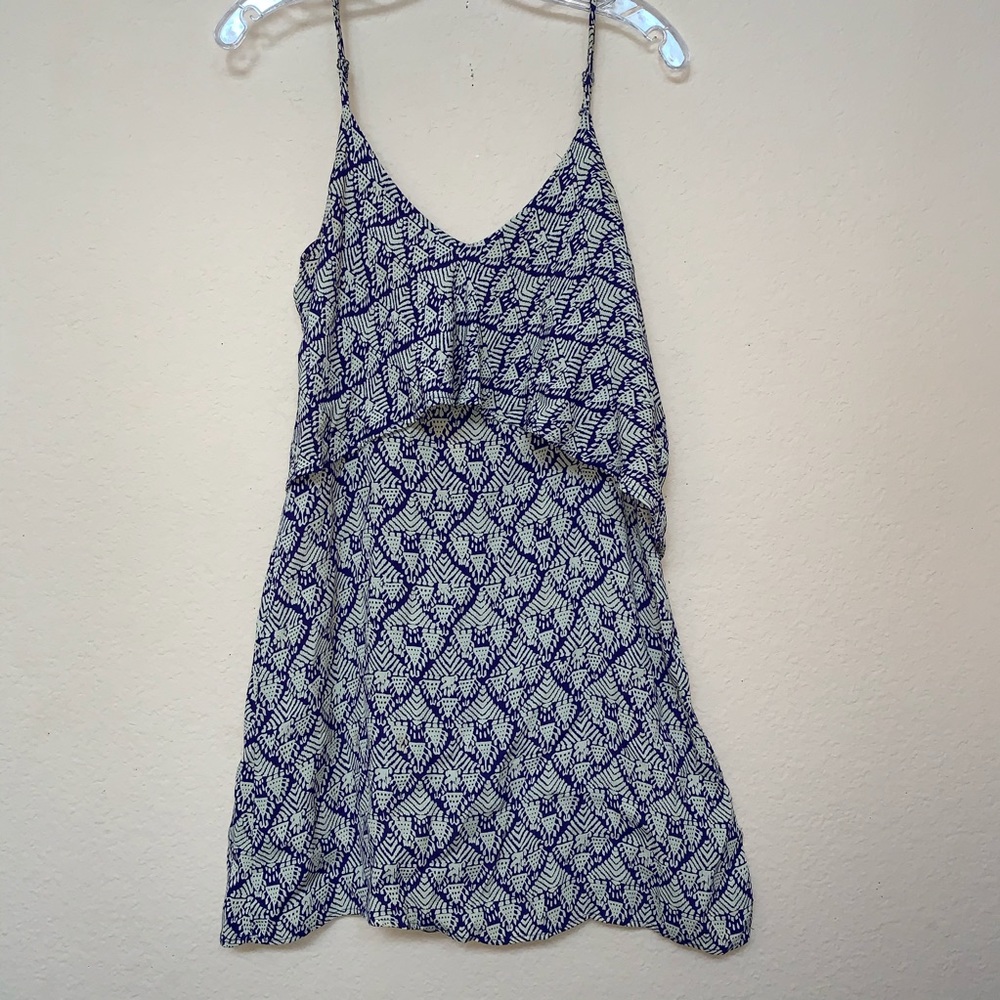 Rieley Purple Beige Print Spaghetti Strap Dress